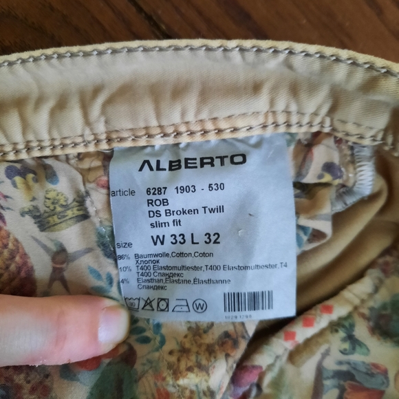 Alberto ROB DS Broken Twill Chino Pants, Slim Fit, size W33 L32, Beige colour - Picture 7 of 16
